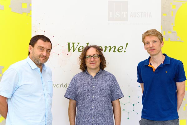 Professors Vadim Kaloshin, Mario de Bono and Robert Seiringer (f.l.t.r.) joined the Academia Europaea. © Thomas Zauner / IST Austria