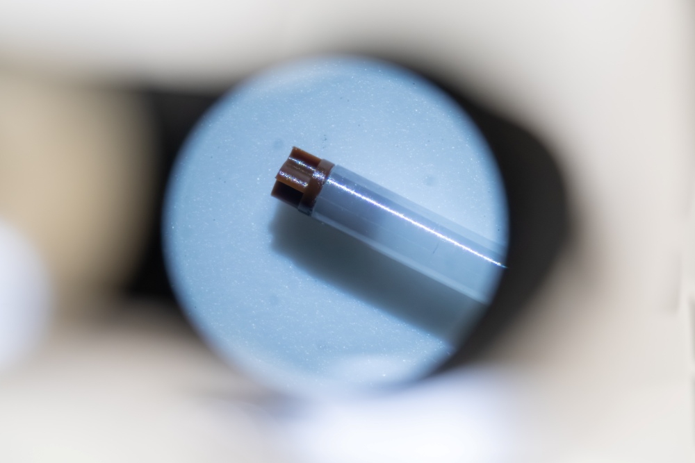 Ein „Magic‑Angle‑Spinning“-Rotor, der eine Proteinprobe enthält.