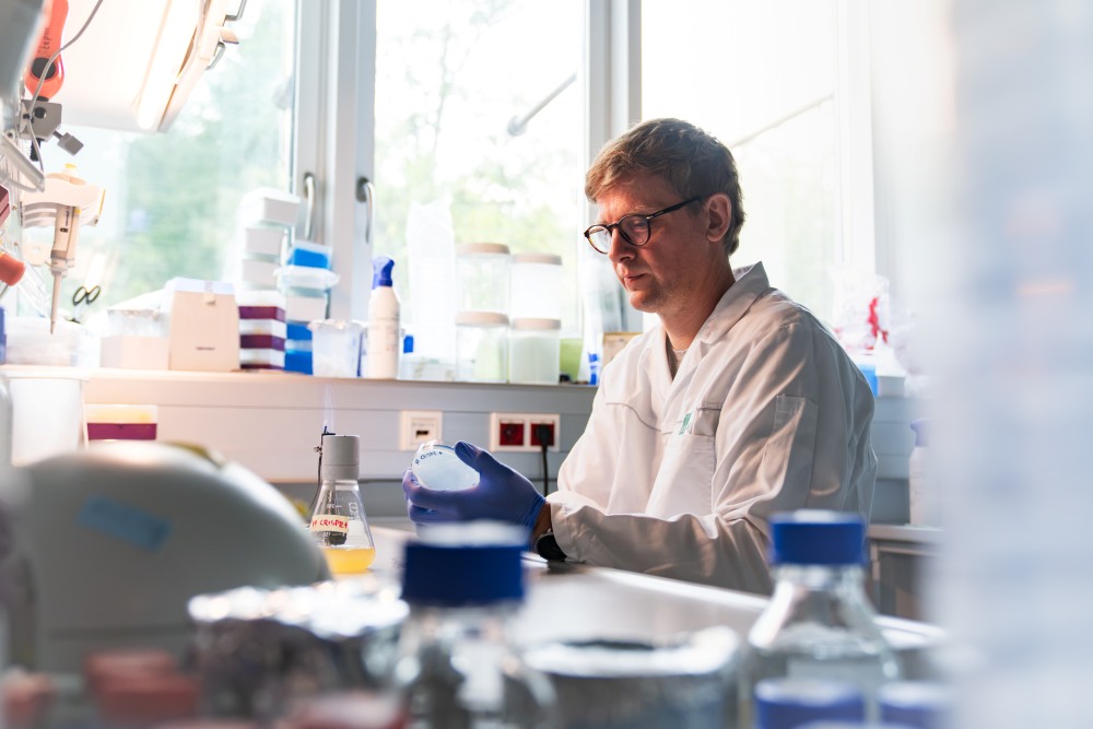 Pavel Payne, the study’s first author, in the lab.